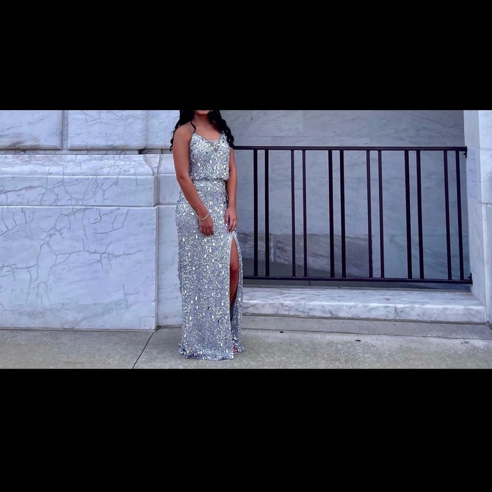 Sherri hill silver dress - Picture 2 of 2
